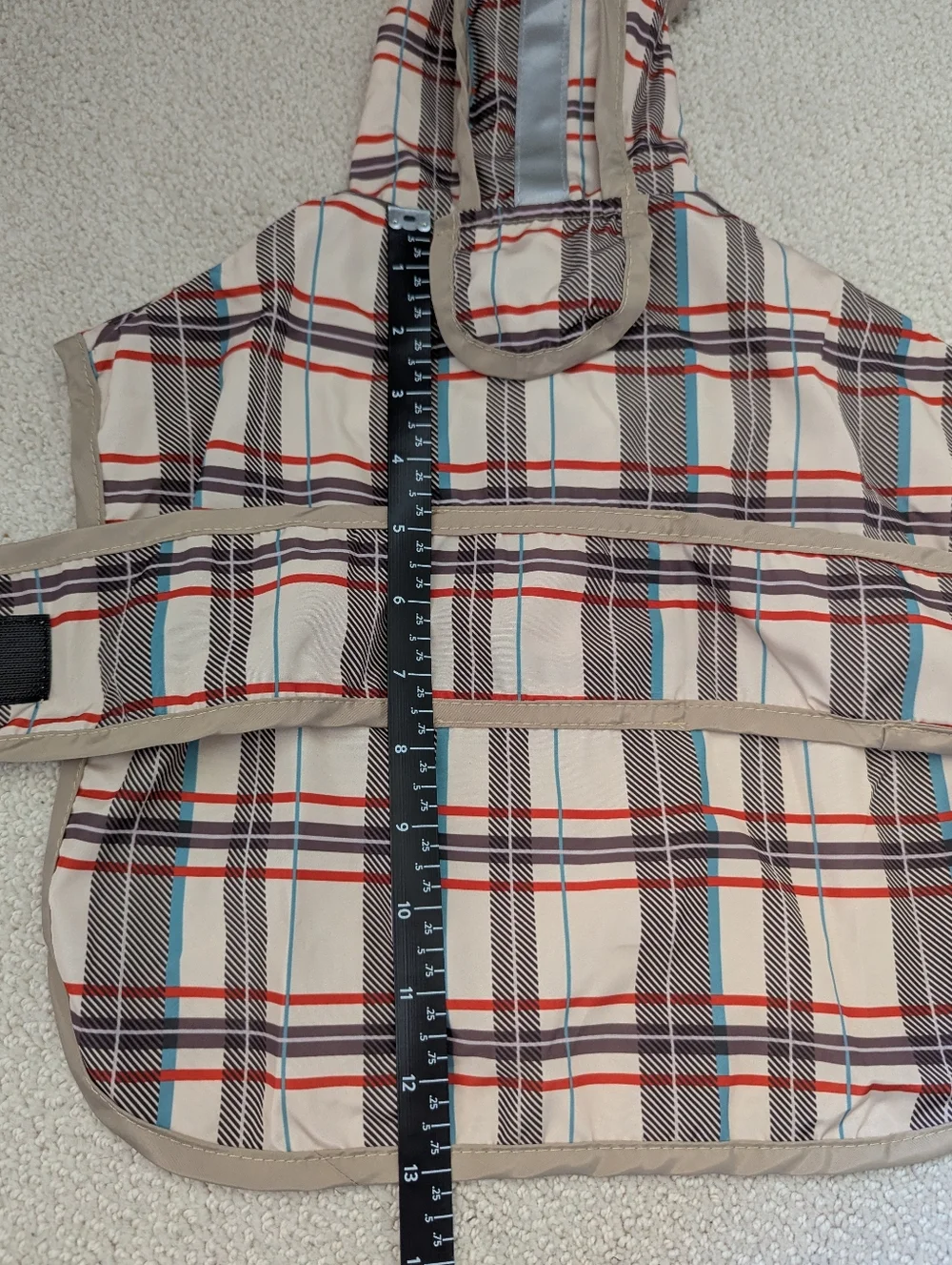 Plaid Velcro Rain Coat with Reflective Accents For Small Dog